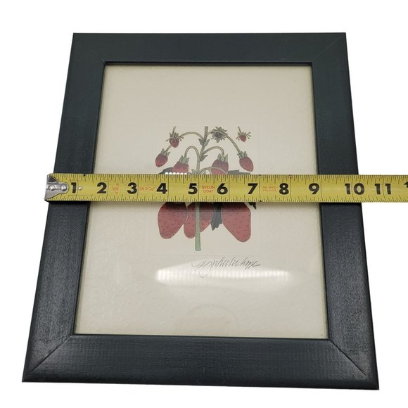 Lithograph Of Strawberries By Peg Wheeler Hope On Embossed Paper in Black Frame - Picture 4 of 5
